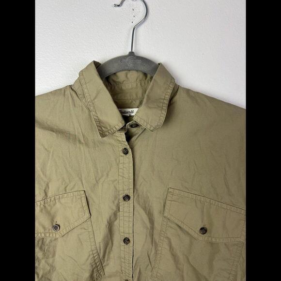 Madewell Shirt Women S Green Tie Front Embroidered Floral Short Sleeve Button Up - Picture 4 of 8